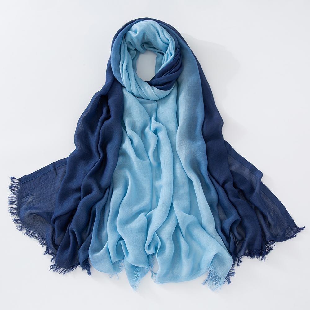 Oversize Ombre Print Scarf Cotton Viscose Soft Hijab New Brand Design Headscarf Turban Solid Color Fashion Women Wraps