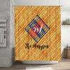 Customizable Shower Curtain with Personalized Name Plaid Pattern Bath Decoration Orange Wood Grain Design (Medium Size)