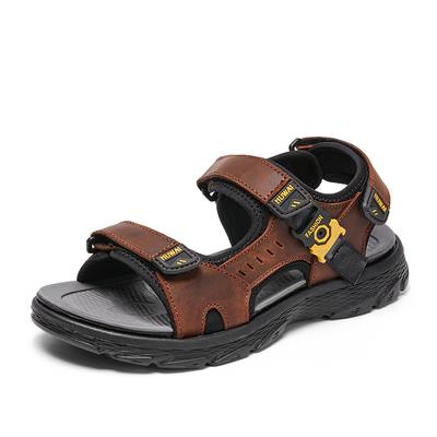 Sommer Herren Leder Deutsche Sandalen Outdoor Sport Sandalen Freizeit Rutschfeste Strand Sandalen Vollnarbiges Rindsleder Strand Sandalen