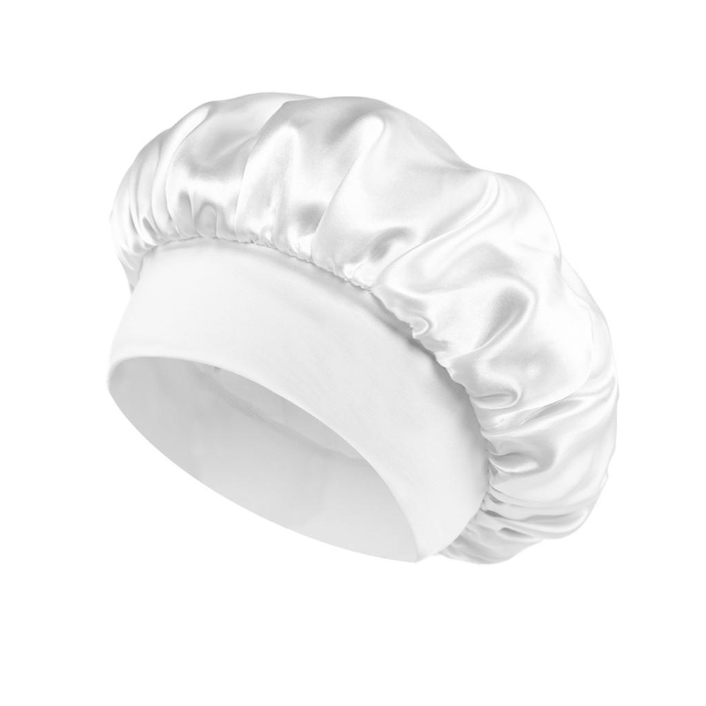 Farbige Duschhaube für Erwachsene, Stilvolle Satin-Damen-Chemotherapie-Haarpflegehaube mit breiter Krempe