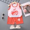 Kid's 2 Piece Printed Suit Short Sleeve Button Up Top Wide Leg Pants Suit Set Pajamas Home Casual Suit