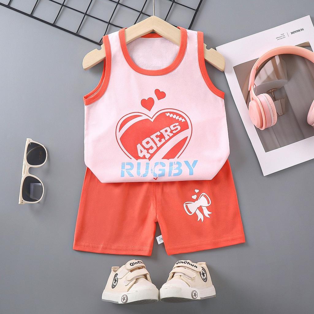 Kid's 2 Piece Printed Suit Short Sleeve Button Up Top Wide Leg Pants Suit Set Pajamas Home Casual Suit