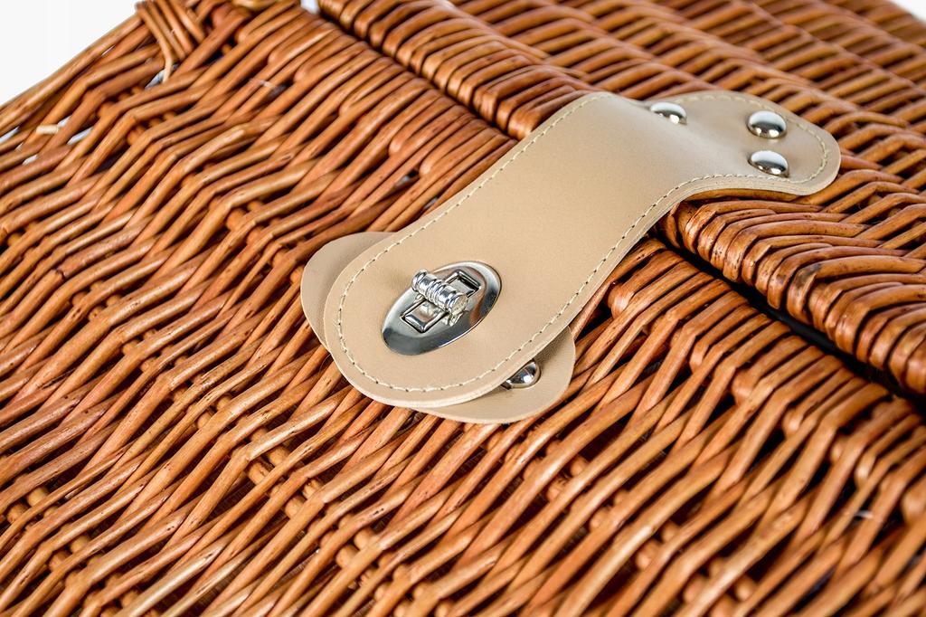 Geflochtener Picknickkorb, Thermotasche, Teller-Set für 4 Personen, Vatertag