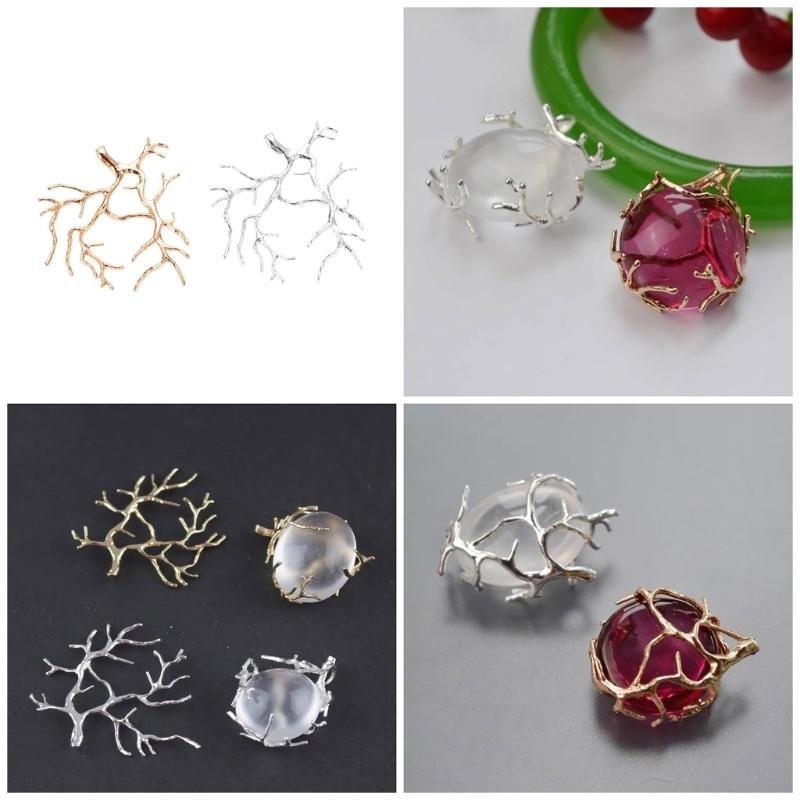 Set da 5 Pezzi Placcatura Rame Argento/Oro Base Vuota a Forma di Ramo Ciondoli per Collane per Creazione Gioielli Fai da Te Charms Gioielli alla Moda