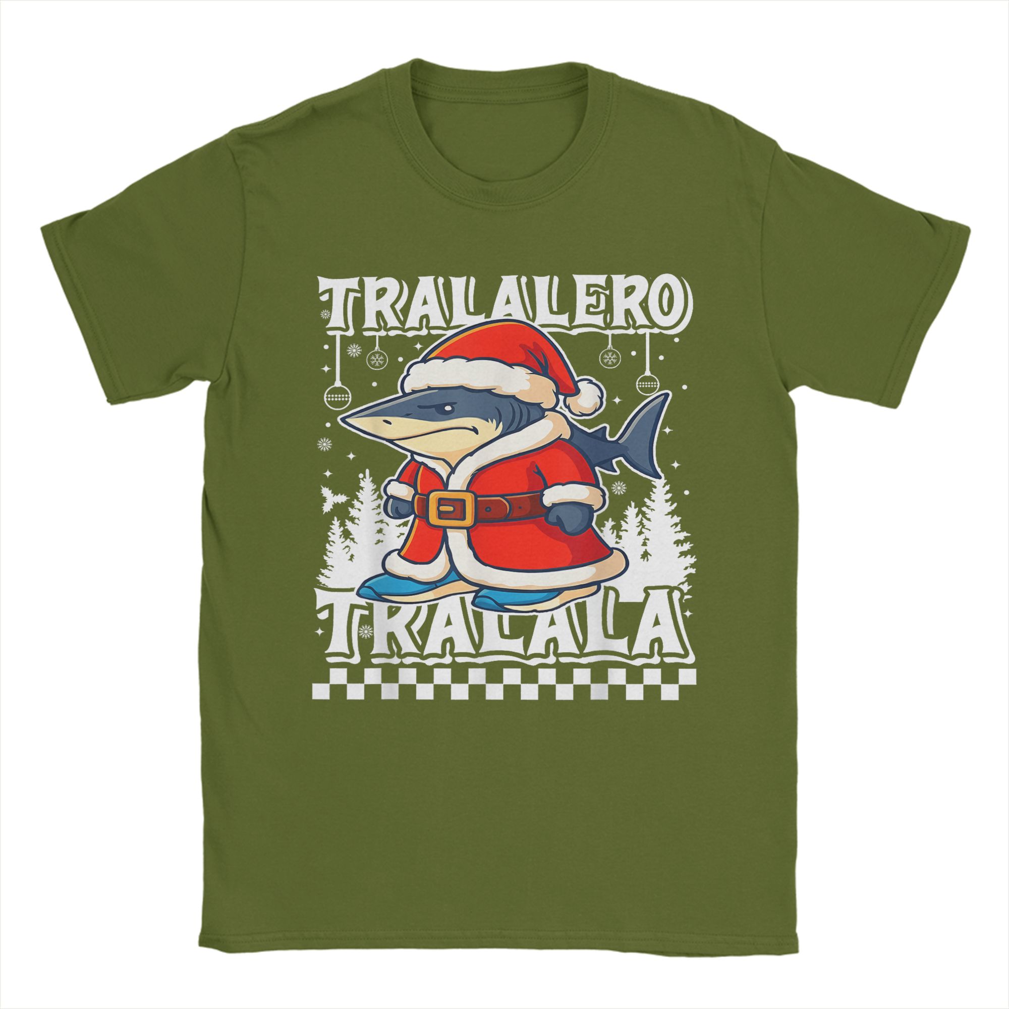 

Tralalero Tralala Santa Claus Italian Brainrot Christmas T-Shirt Fashion T Shirts Short Sleeve Round Neck Oversized Clothing 4XL