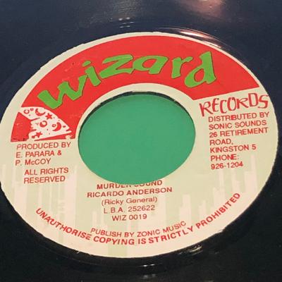 Disque 7 pouces RICARD ANDERSON - Murder Sound WIZ0019 Wizard Records Jamaïque Reggae, Ska & Dub Occasion