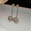 Round Ball Long Silver Needle Earrings Vintage Internet Celebrity Earrings