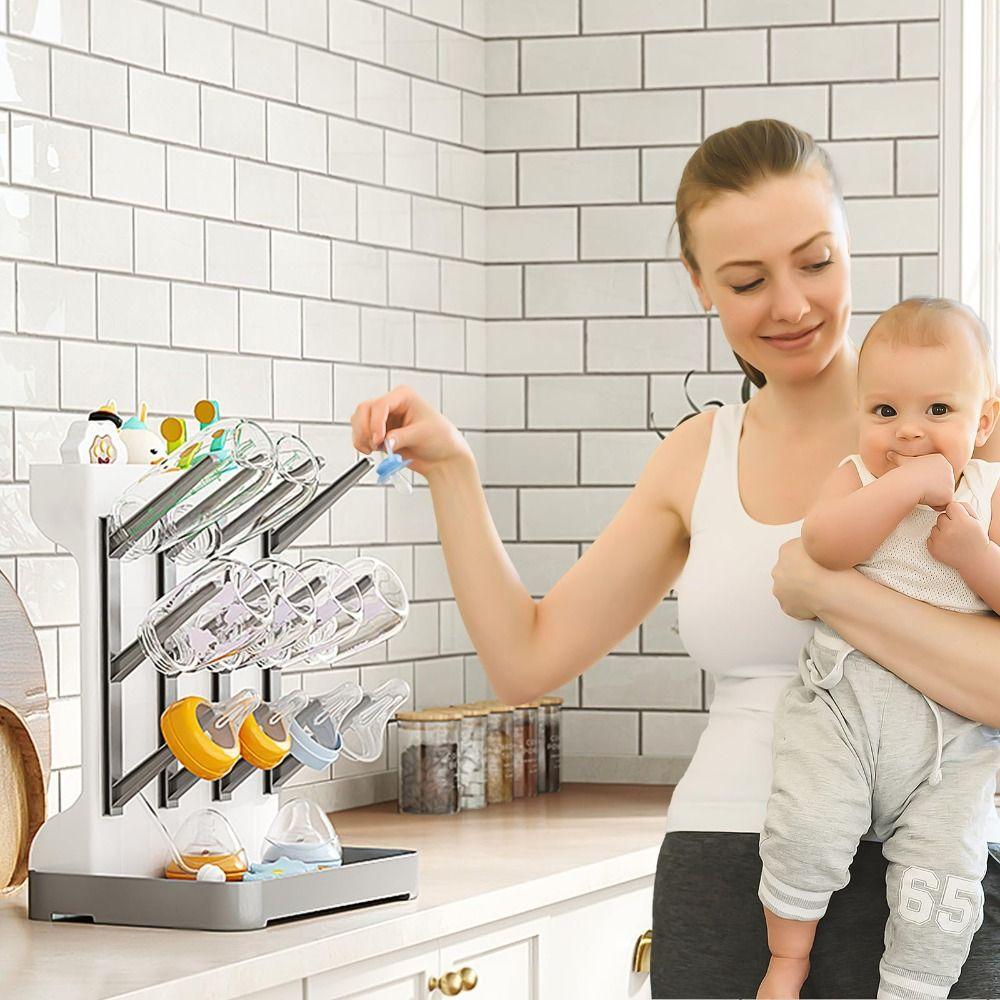 Vertical Baby Bottle Drying Rack Space Saving Large Drying and Draining Stand Multi Tiered Storage Holder Organizer Countertop
