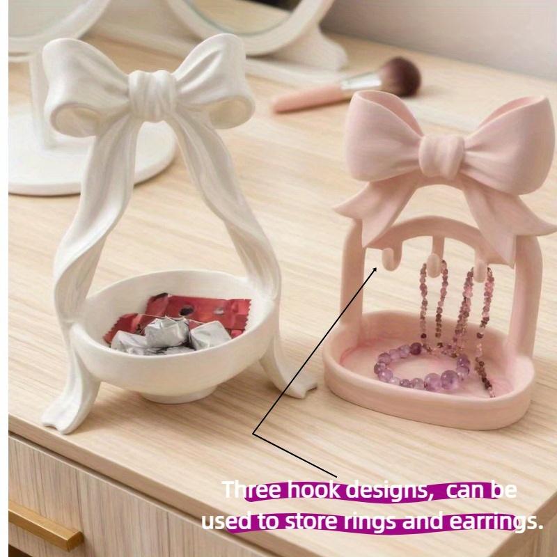 Bow-Shaped Jewelry Dish, 3D Printed Durable Plastic Tray for Necklace Earring Ring Bracelet Display, Dresser Vanity Organizer