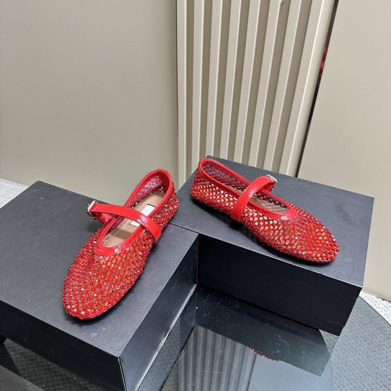 Spring and summer breathable fishing net diamond-encrusted patent leather one-word buckle with round head low-top shallow mouth Mary Jane