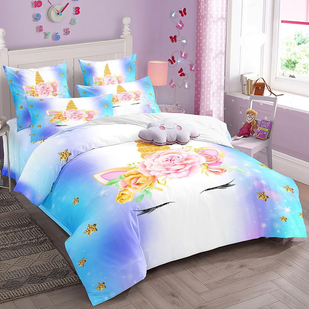 Bettwäsche-Set Digitaldruck Bequeme Bettbezüge für Wohnzimmer Schlafzimmer Dekoration, 1 Bettbezug und 2 Kissenbezüge mit Reißverschlüssen