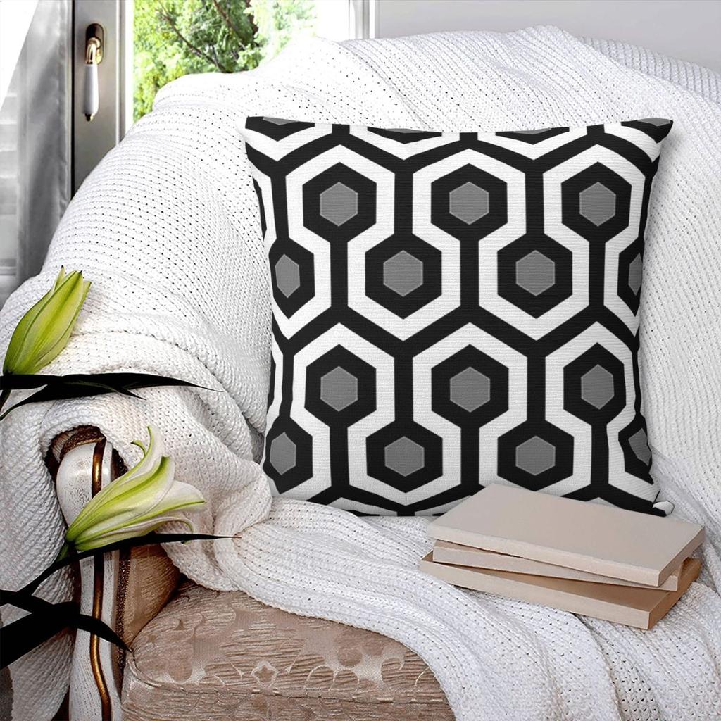 Geometric Pattern Looped Hexagons Kerry Square Pillowcase Pillow Cover Cushion Zip Decorative Comfort Throw Pillow for Home Sofa