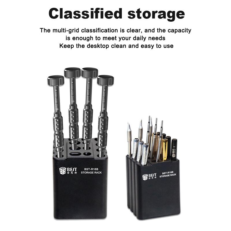 

BEST BST-R16B 16-Hole Classified Storage Box Soldering Iron Tips Organizer Phone Repair Tool Holder Type A