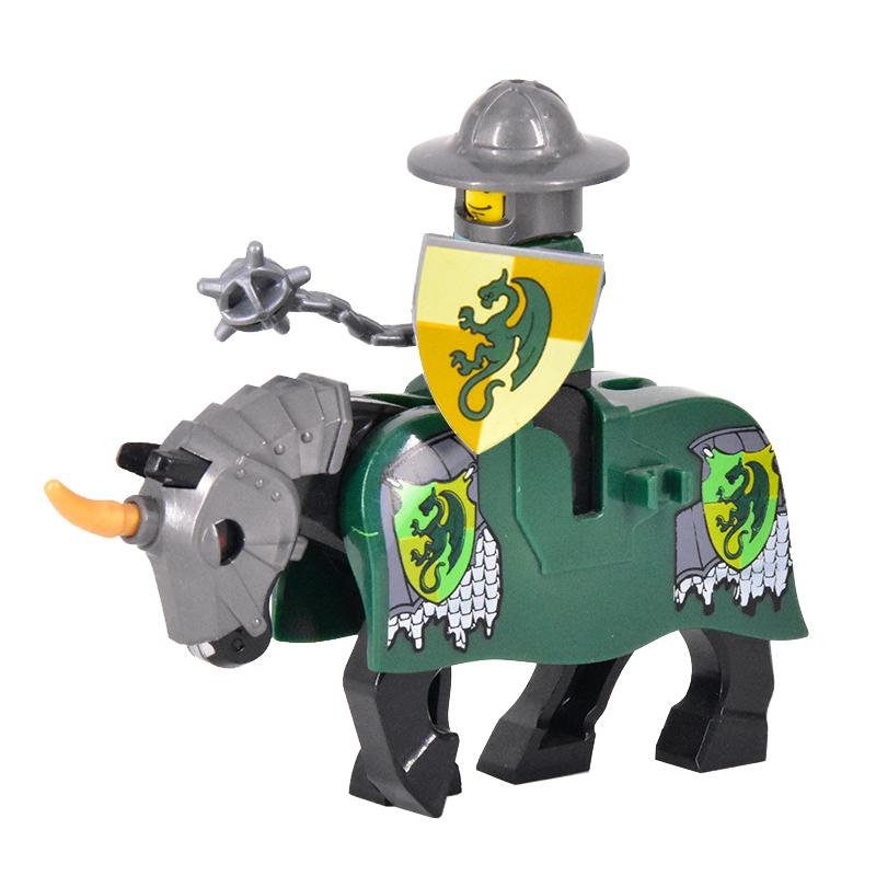 Medieval Figures Middle Ages Rome Warrior Golden Knight Horse Hawk Castle King Dragon Knights Building Blocks BricksToys gifts
