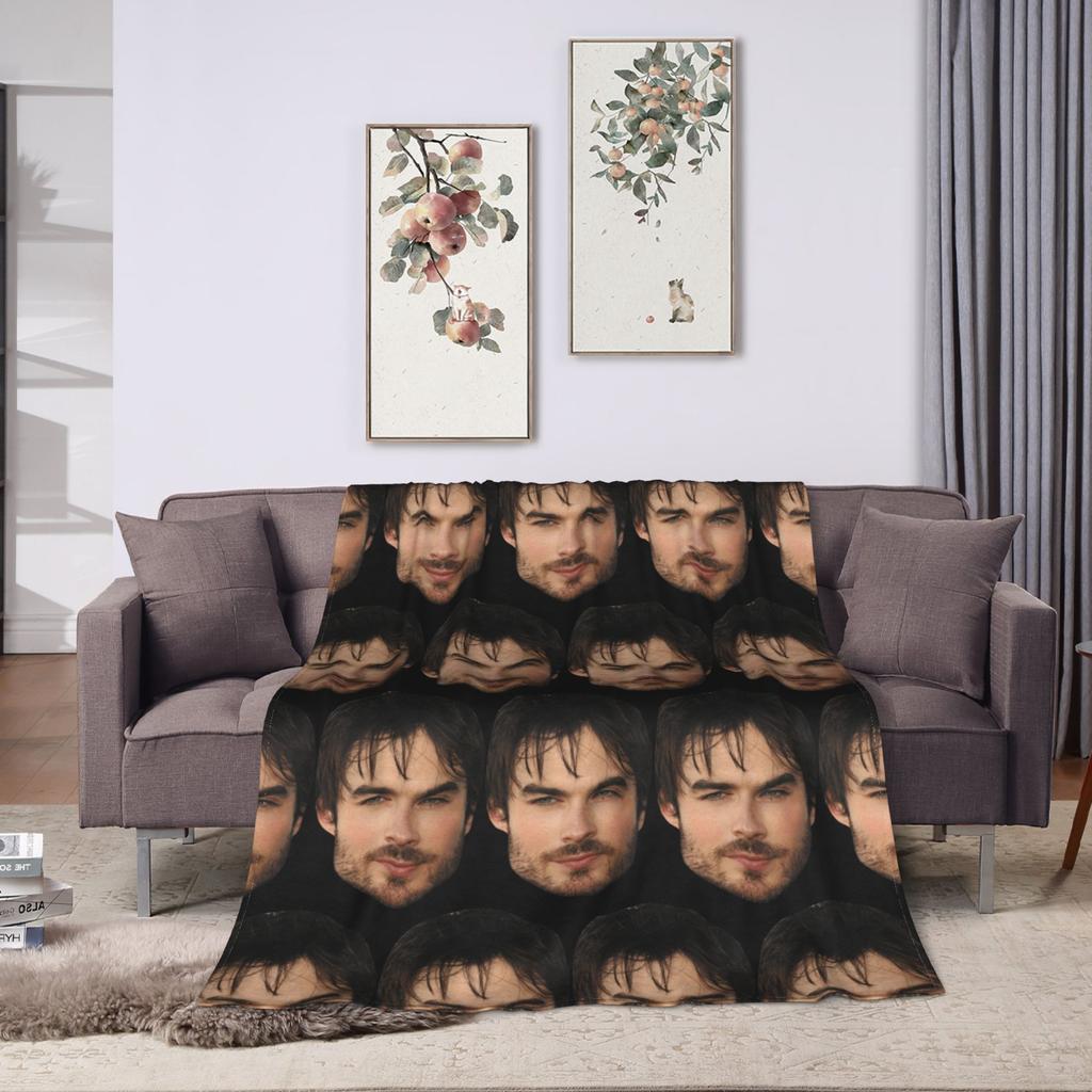 Ian Somerhalder Blankets Fleece Autumn/Winter Damon Salvatore Cat Multi-function Warm Throw Blanket for Bed Car Bedspreads