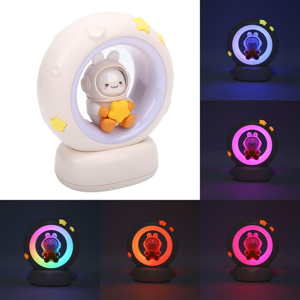 Table Lamp Rechargeable Nursery Nightlight Bedside Lamp Colorful Lighting Moon and Bunny for Bedroom Home Decor