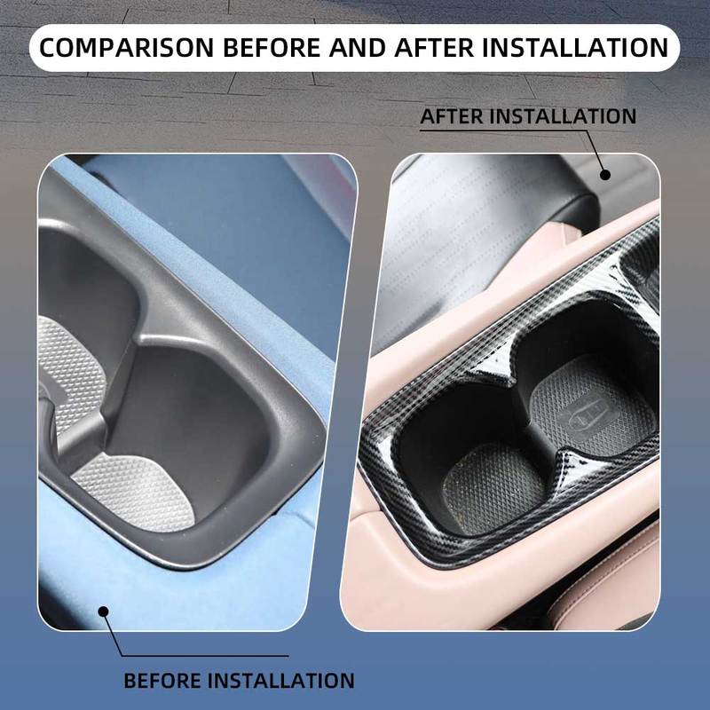 Auto Cup Holder Cover Trim for BYD Dolphin Mini Seagull Dolphin Surf 2024 2025 Imitation Carbon Fiber Interior Accessories