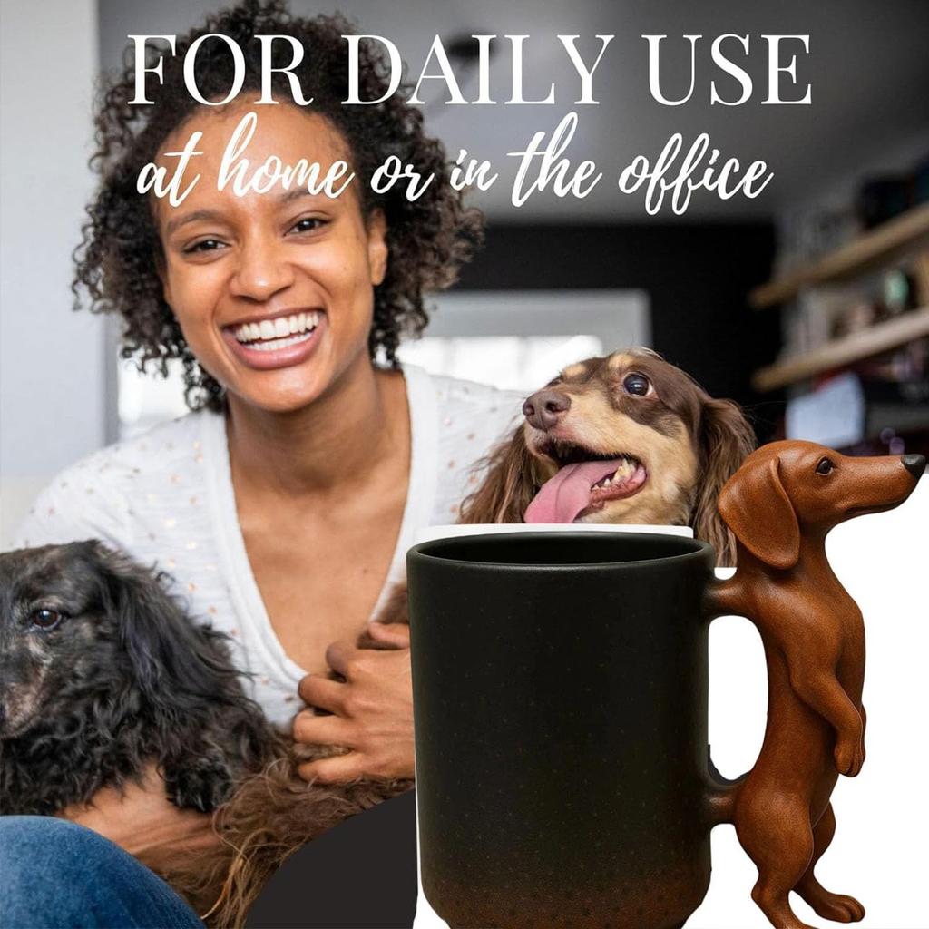 Tazza Bassotto Fatta a Mano, Tazza da Caffè Creativa in Resina Animale 3D con Manico a Forma di Cane, 11oz Tazze Artistiche Commemorative Novità Divertenti, Regali per Amanti dei Cani