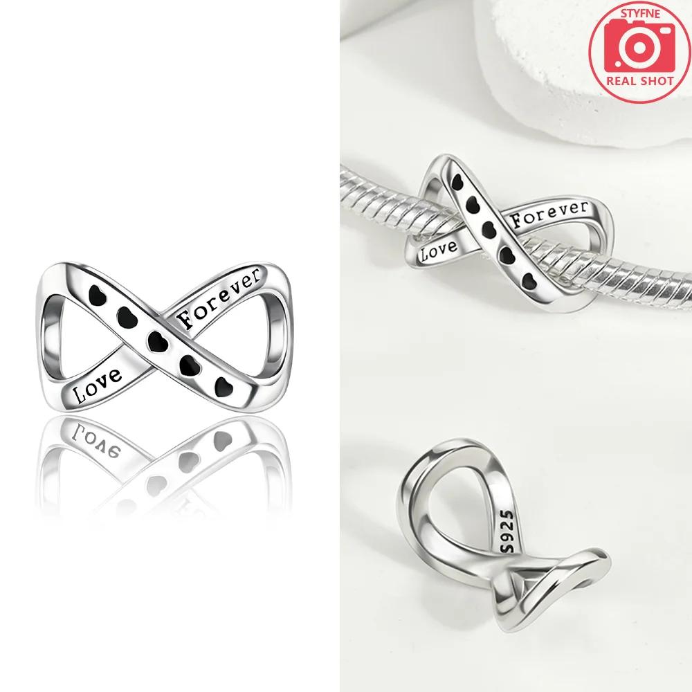 Infinite Pink Heart Zircon Crown Pendant Original Copper Charms Beads Fit Bracelet Women Jewelry Diy Gift Accessory Making