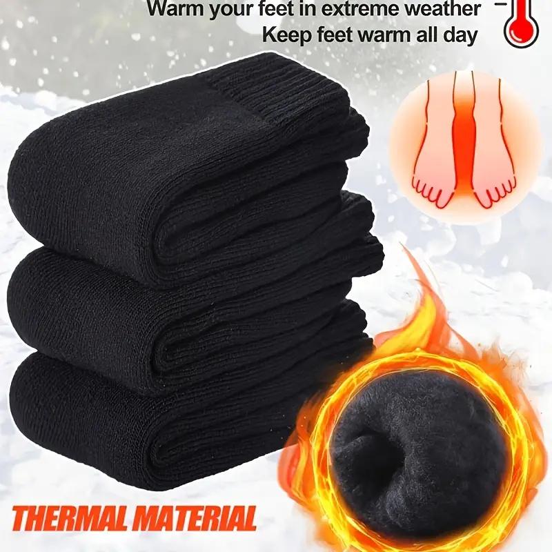 5pairs Men and Women Thermal Boot Socks for Skiing - Thick Warm Winter Socks with Elastic Ribbed Cuff, Mixed Colors & Black for Extreme Cold Weather