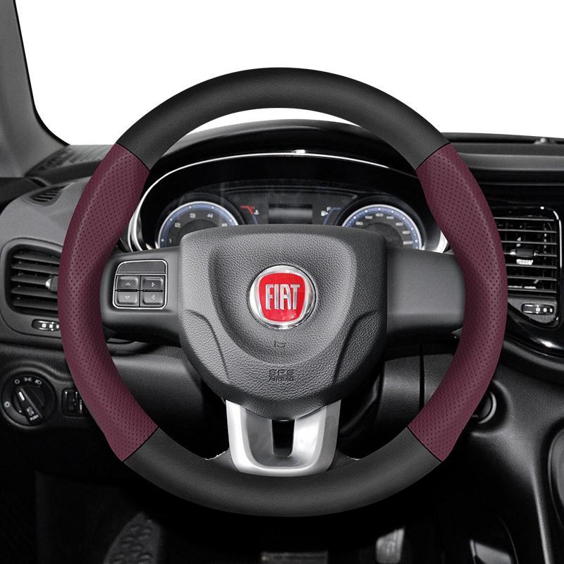 Bpzsw1 Geeignet für Fiat Atmungsaktive Löcher Leder Matt Kohlefaserstruktur Lenkradbezug Geeignet für 500 Grande Punto Evo 169 Ducato Bravo