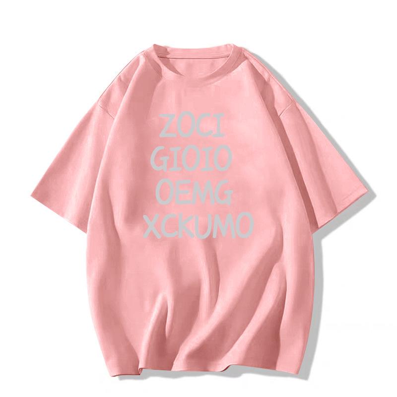 2025 Trendy Women's Pure Cotton Short Sleeve T-Shirt: European & American Style, Loose Straight-Shoulder Design