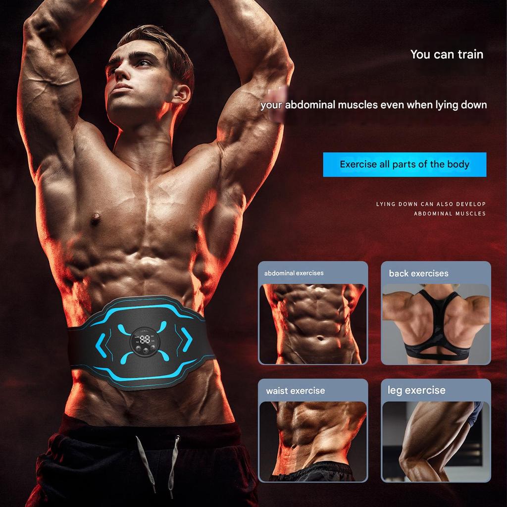 Rechargeable EMS Waist Trainer - Auto Timer Abdominal Massager, Smart Belt for Muscle Relaxation & Home Slimming