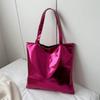 Glossy Tote Bags For Women Fashion High Capacity Shopping Pouch Pu Leather Handbags Shiny Casual Female Purse Girls Shoulder Bag
