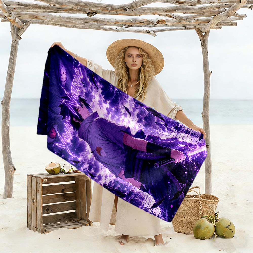 Naruto Character Customized Name Beach Towel Super Soft Microfiber Quickdry Fabric Suitable for Swimming Gym Camping Yoga Vacation