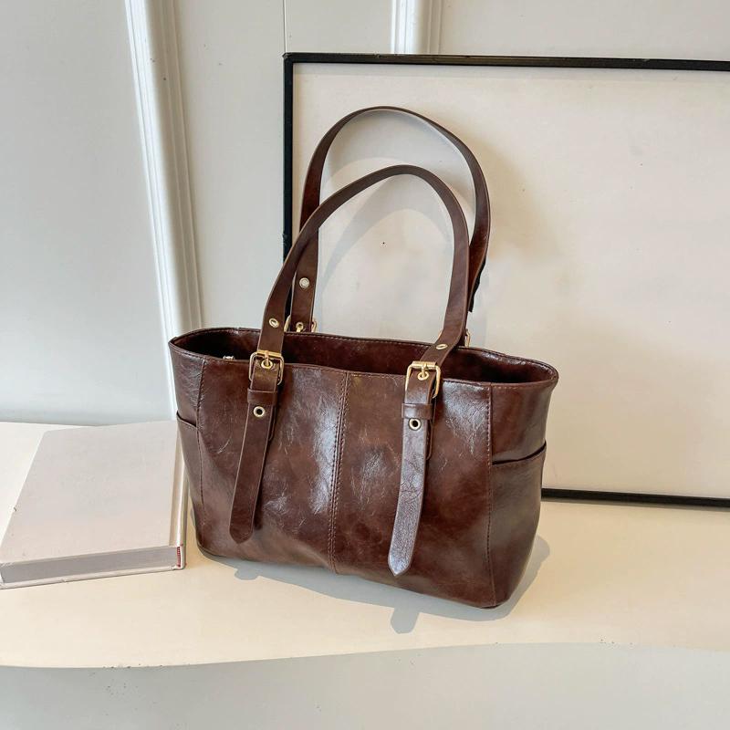 

Модные ретро женские плечевые сумки из искусственной кожи, трендовая женская сумка под мышкой, большая вместимость, женская сумка для通勤 32x11x19cm кофейный