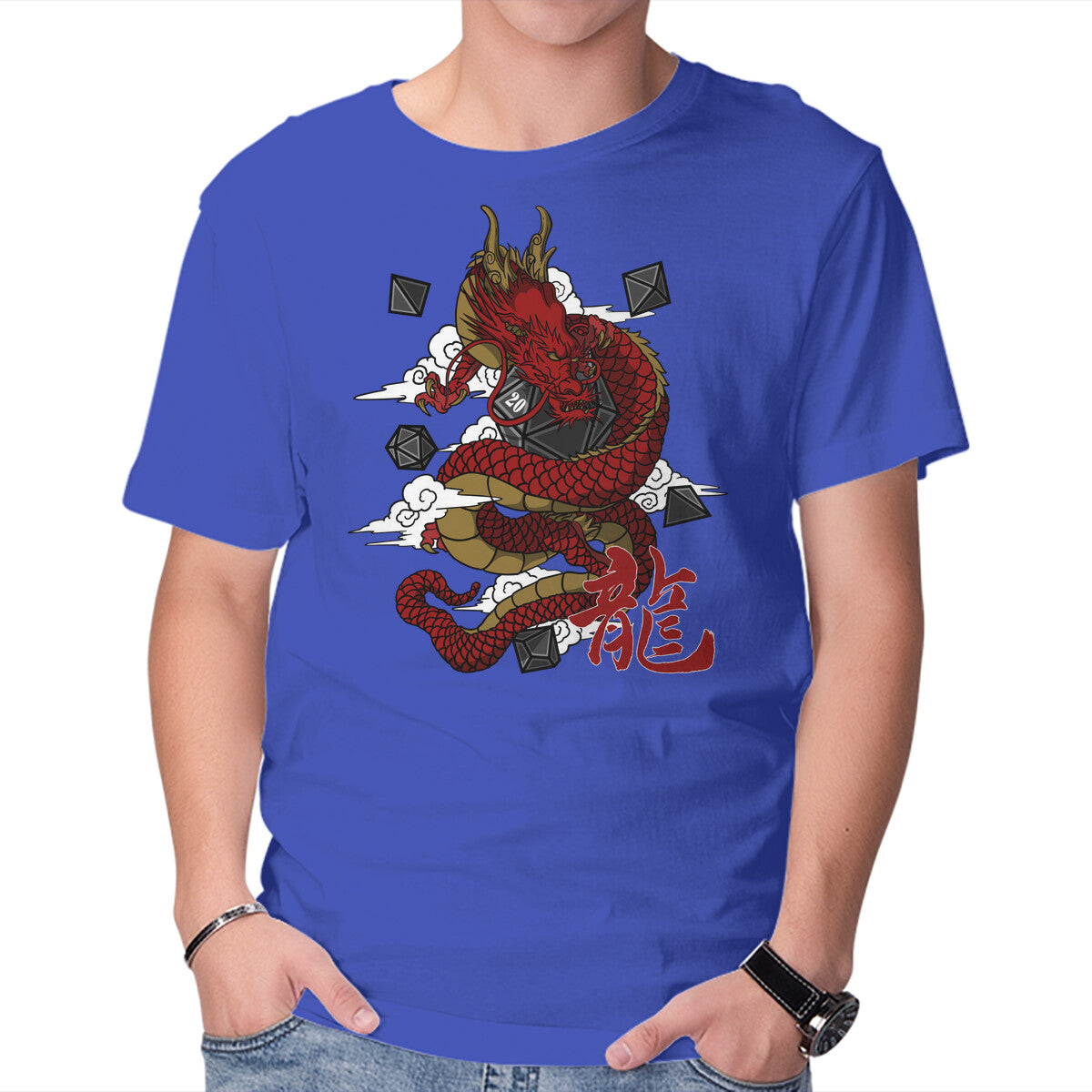 Unisex Crew Neck T-Shirt The Dice Dragon Graphic Short Sleeve Casual Tee XS