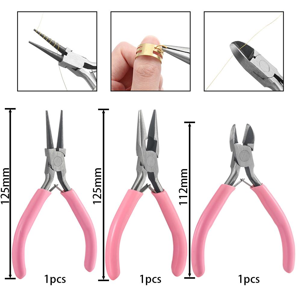 3pcs/Set 3 Styles Jewelry Pliers Tools Kit Needle Round Nose Pliers Diagonal Plier for DIY Jewelry Making Repair Tool Supplies