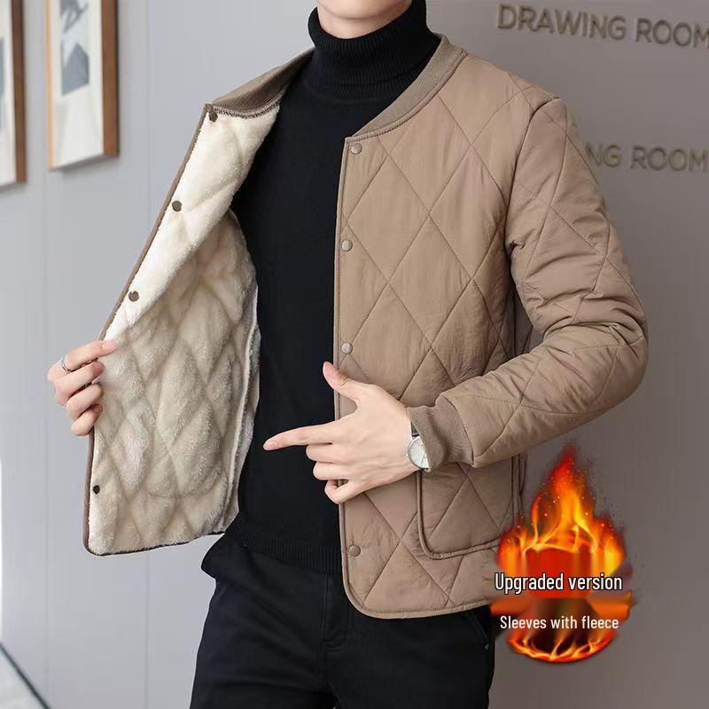 Men's Cotton Jacket: Velvet-Lined, Thick, Cold-Proof, Short Style, Casual Warmth for Students