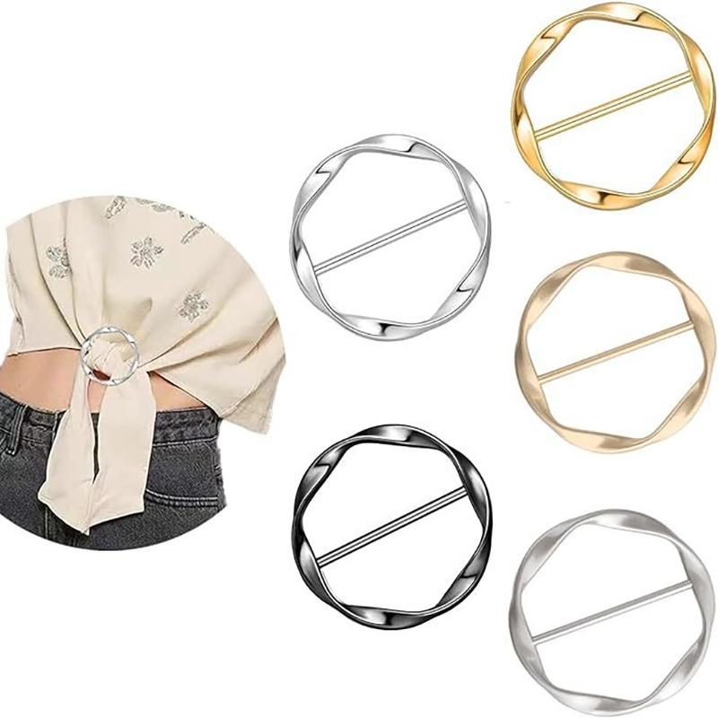 5/6Pcs Spiral Circle Zinc Alloy Metal Round Three-Speed Knotted Silk Scarf Buckle European And American Style