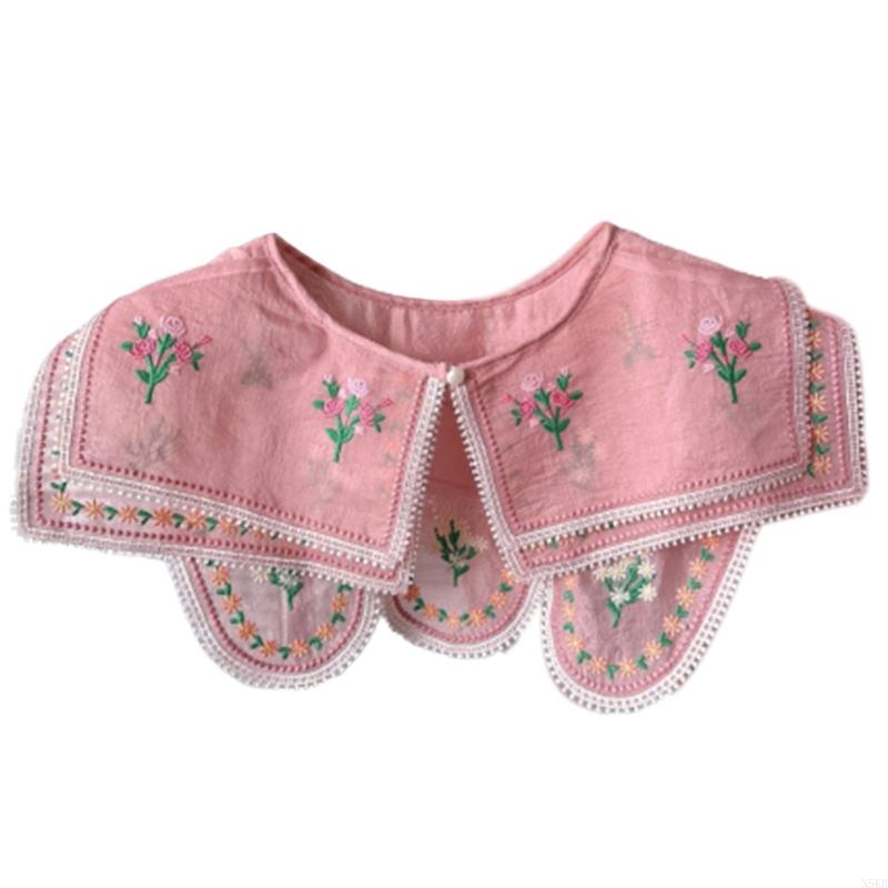 Embroidered Flower False Collar for Women Girls Elegant Detachable Faux Collar Blouse Collar Fashion Clothes Accessories