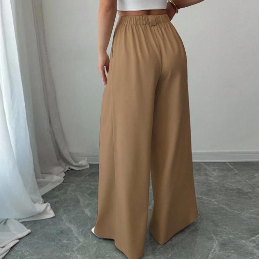 Women's Loose Fit Wide Leg Trousers High Waist Casual Office Pants Pleated Front Relaxed Fit Workwear Bottoms for Everyday Wear