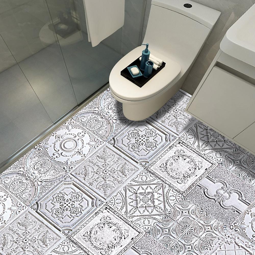 10 Pezzi Adesivi per Piastrelle da Pavimento Opache con Motivi Vintage Antiscivolo Impermeabili Autoadesivi Decalcomanie per Pavimento Bagno Cucina