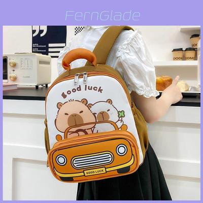 Capybara Pattern Kids Backpack Boys Girls School Bag With Breathable Nylon For Preschool Use