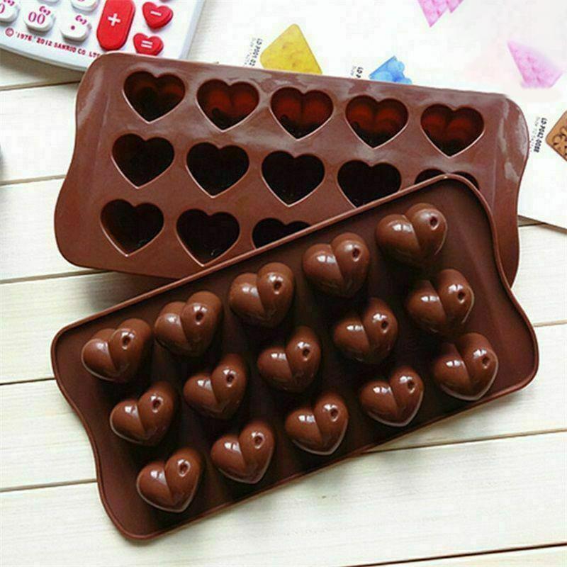 15 Heart-shaped Chocolate Molds Candy Silicone Molds Baking Cake Making Ice Cube Molds Bowl Cake Molds Kitchen Daily Accessories