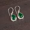 925 Sterling Silver Green Onyx Gemstone Handmade Jewelry Dangle Earrings 1.30" EE-3-17