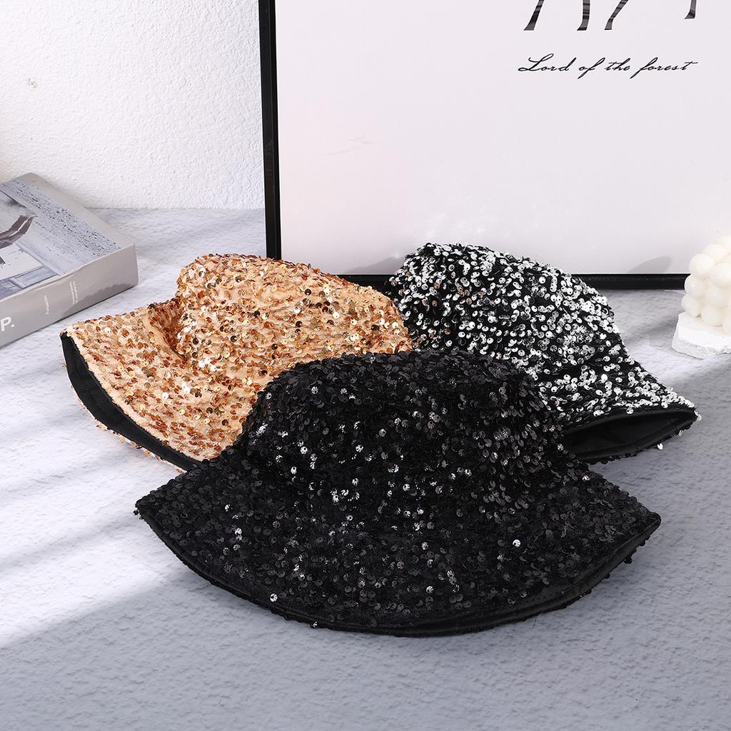 Retro trend full edition sequin fisherman hat suitable for ladies stage performance street photo travel