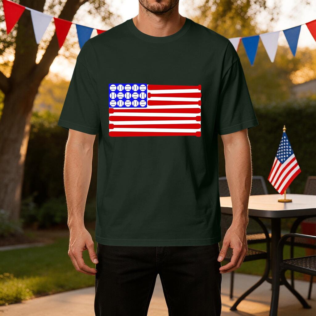 Men's Casual Independence Day T-Shirt Lightweight Breathable Ice Silk Fabric Short Sleeve Crew Neck Printed Sports Tee