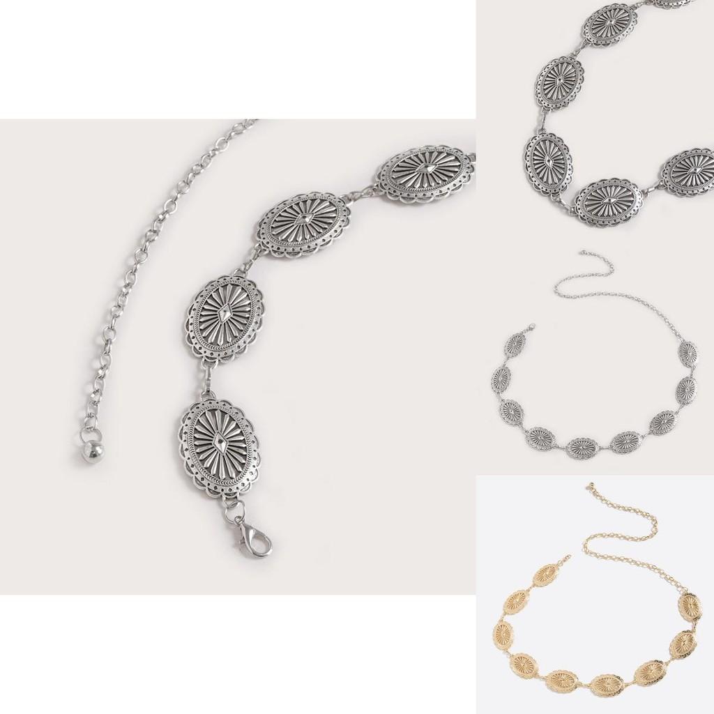 Western Style Hollow Metal Waist Chain With Carved Details For Womens Fashion Accessory