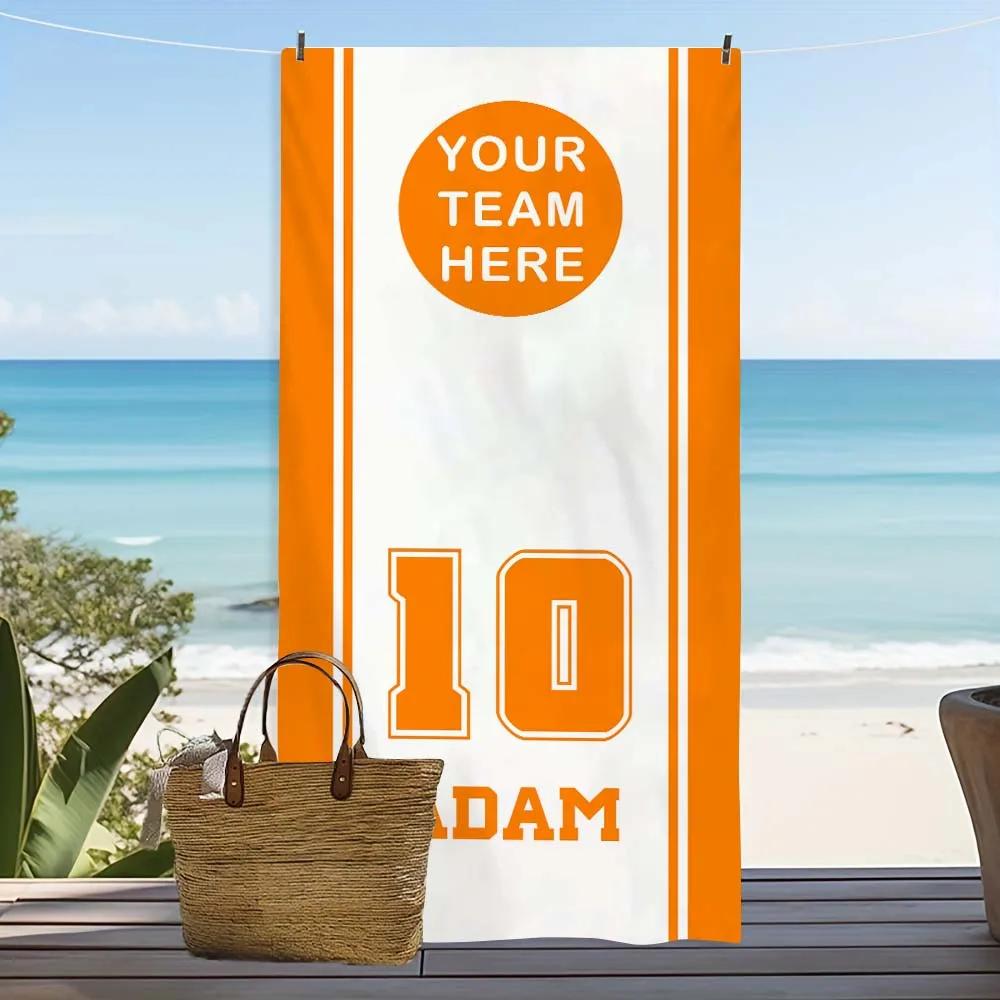 Sport Team Beach Towel with Badminton Tennis Club Logo Volleyball Soccer Design for School Teams Gift