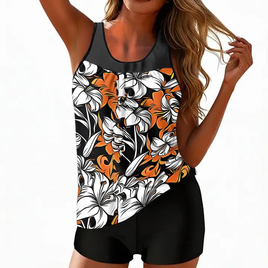 Women's Bohemian Print Split Swimsuit Sport Swimsuit
