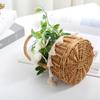 Hand Woven Wicker Basket Rattan Flower Basket for Festival Wedding Party 13x13x23cm Yellow