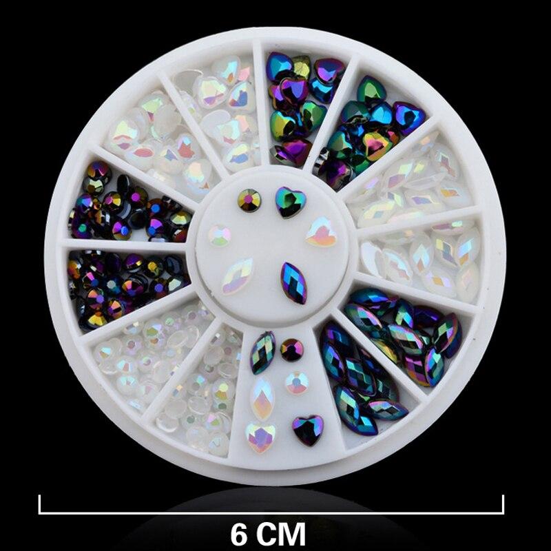 1 Box Weiß Schwarz 3D Jelly AB Acryl Rad Nagel Aufkleber Dekoration DIY Nail art Tipps Schmuck Strass Maniküre werkzeuge