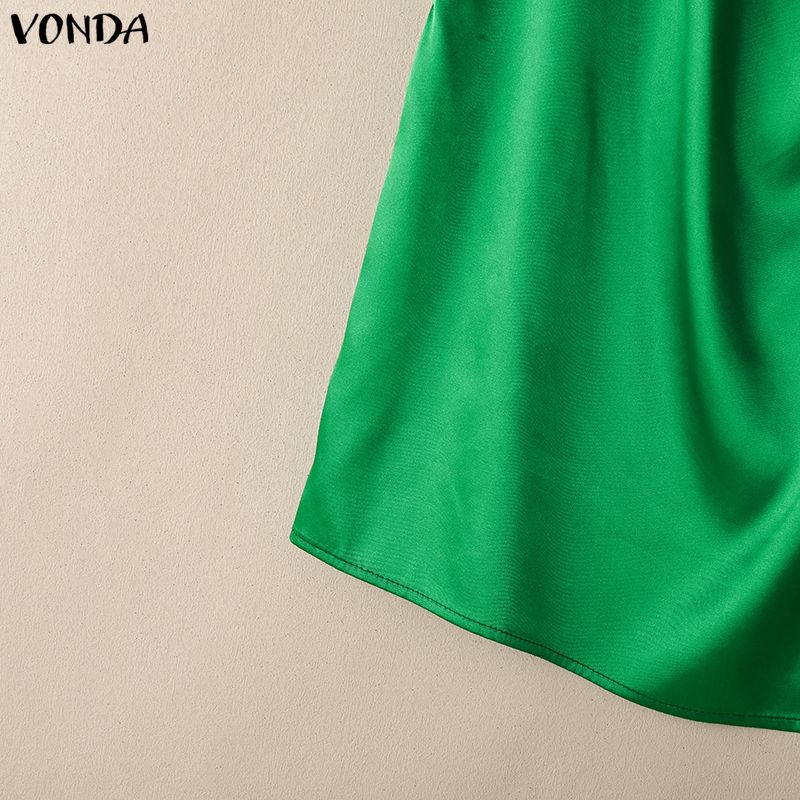 VONDA Women Elegant Short Sleeve Casual Twisted Satin Tops T-shirts