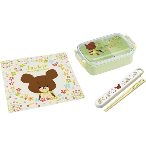 Skater "The Bears' School 23" Antibacterial Dishwasher Safe Soft Lid Tight Lunch Box, Square Shape, 450ml, Chopsticks/Chopstick Case Set, Lunch Cloth,