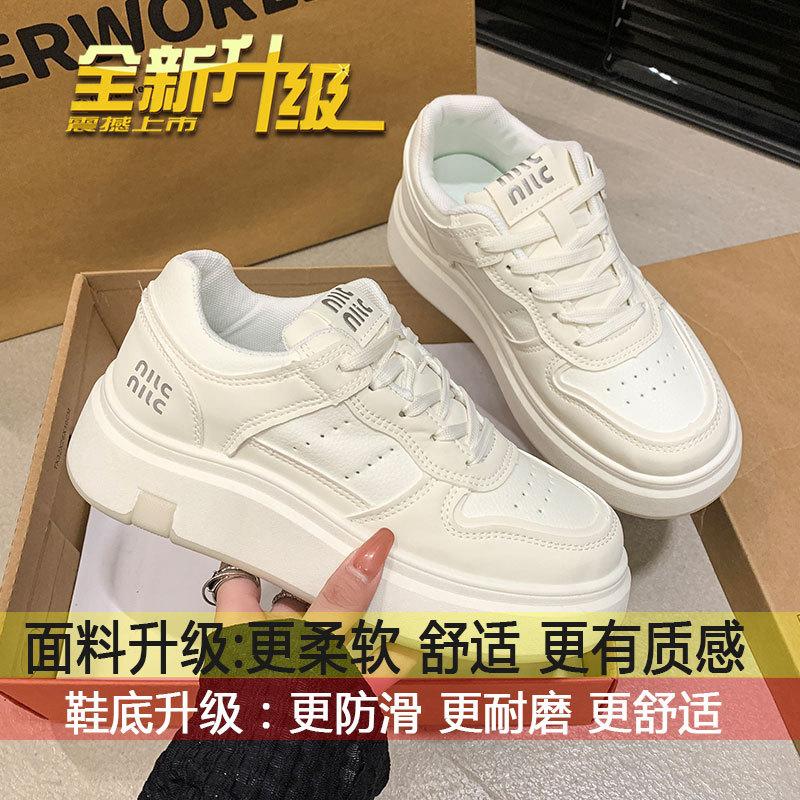 

Super hot platform white shoes women s shoes 2025 new versatile sports casual shoes with height lace-up lightweight lace-up board shoes 35
